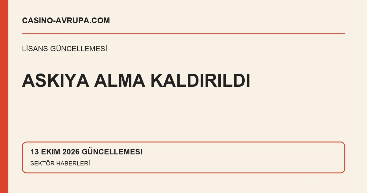 Targetlocal’ın uzaktan oyun lisansındaki askıya alma 13 Ekim’de kaldırıldı